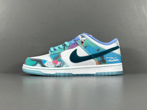 Futura Laboratories x Nike SB Dunk Low White and Geode Teal