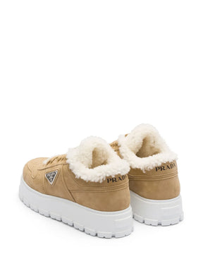 Prada shearling-trim flatform