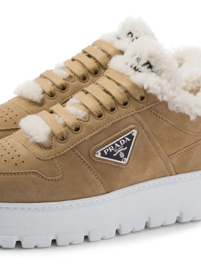 Prada shearling-trim flatform