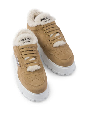 Prada shearling-trim flatform