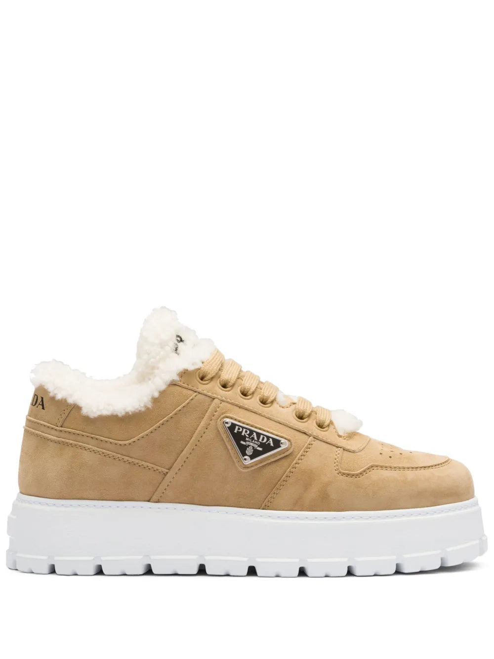 Prada shearling-trim flatform