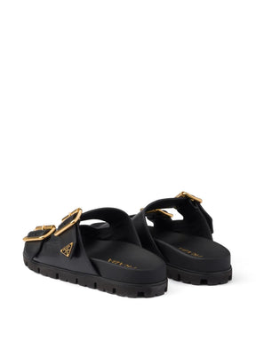 Prada triangle-logo leather slides