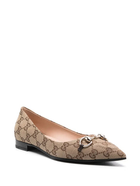 Gucci Horsebit GG-canvas ballerina