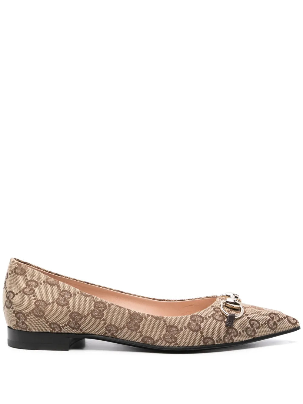 Gucci Horsebit GG-canvas ballerina