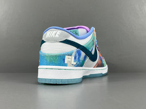 Futura Laboratories x Nike SB Dunk Low White and Geode Teal