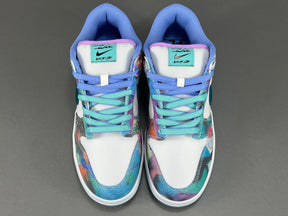 Futura Laboratories x Nike SB Dunk Low White and Geode Teal