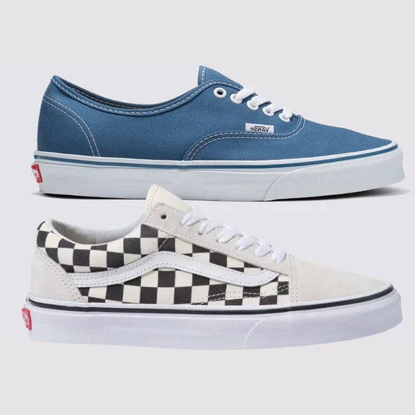 Compre 1 Leve 2 Pares - Tênis Authentic Azul Bebê e Tênis Old Skool Quadriculado