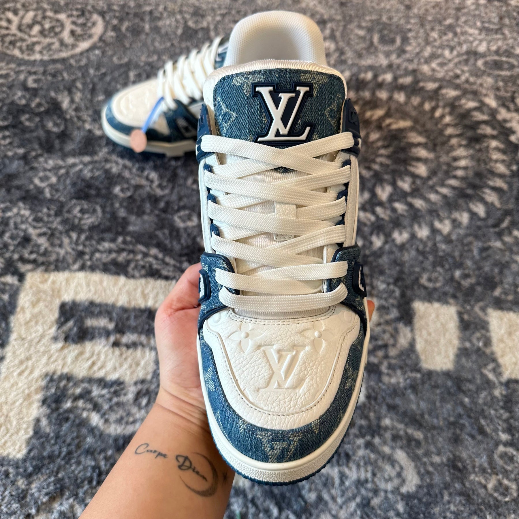 Louis Vuitton Trainer Monogram Denim White Blue