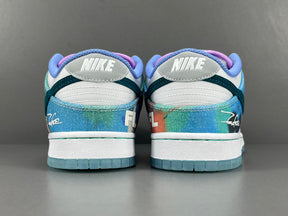 Futura Laboratories x Nike SB Dunk Low White and Geode Teal