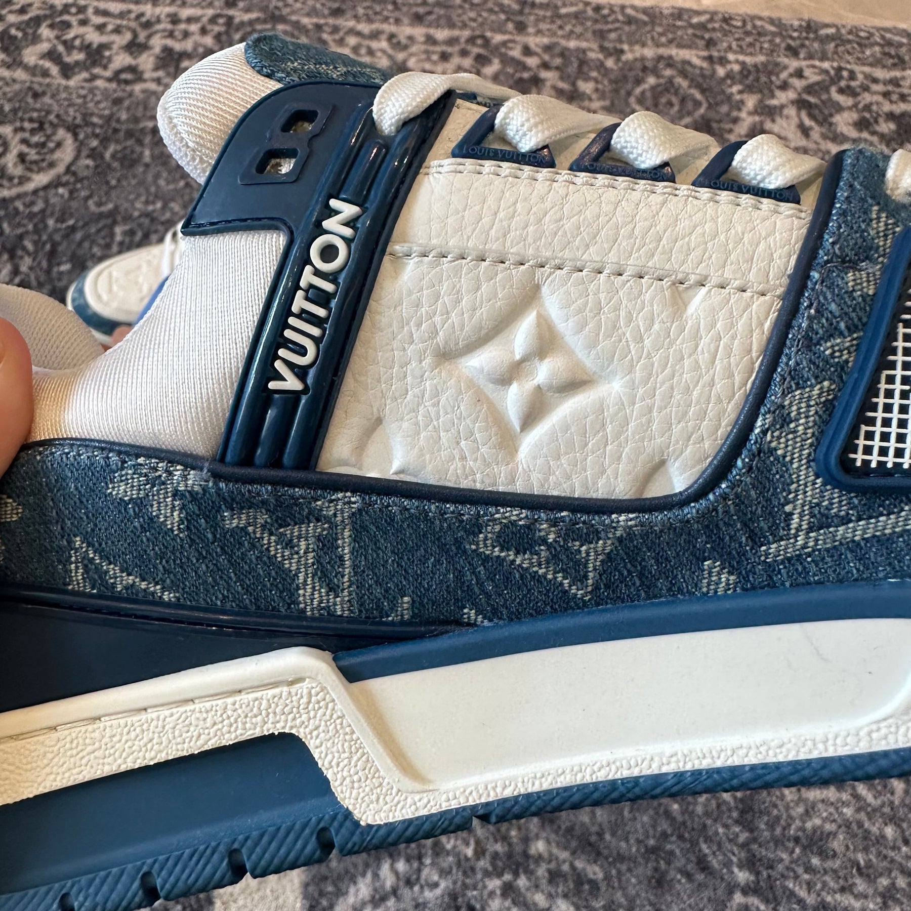 Louis Vuitton Trainer Monogram Denim White Blue