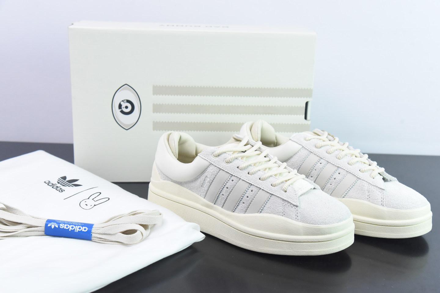 Adidas Bad Bunny Campus LIGHT CLOUD WHITE/ALUMINIUM/CHALK WHITE