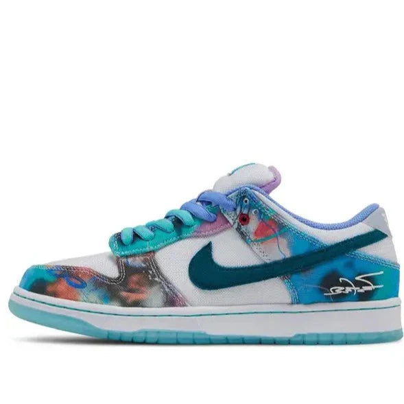 Futura Laboratories x Nike SB Dunk Low White and Geode Teal